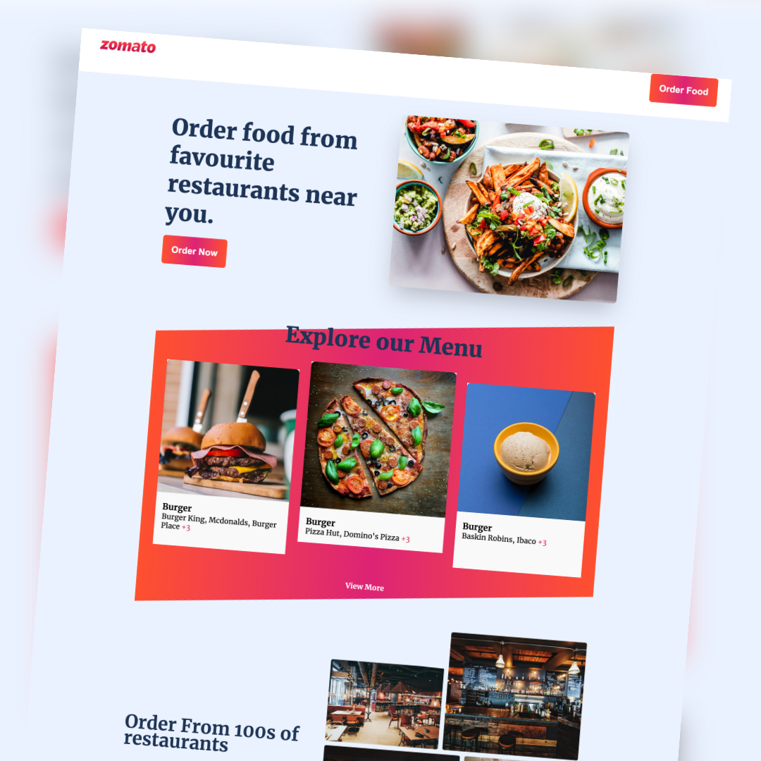 Zomato Landing Page